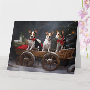 Rat Terrier Snöig släde juldekoration Kort