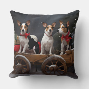 Rat Terrier Snöig släde juldekoration Kudde