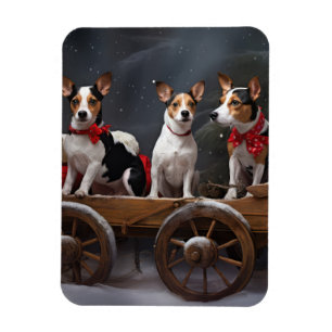 Rat Terrier Snöig släde juldekoration Magnet