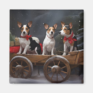 Rat Terrier Snöig släde juldekoration Magnet