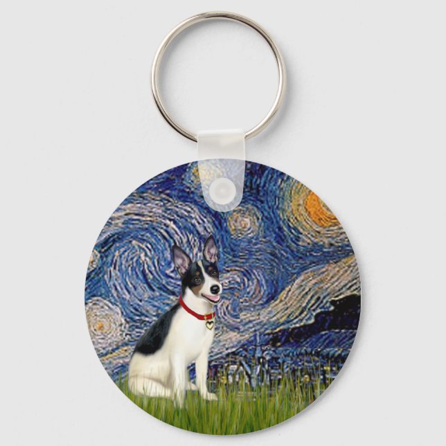 Rat Terrier - Stjärnkväll Nyckelring (Framsida)