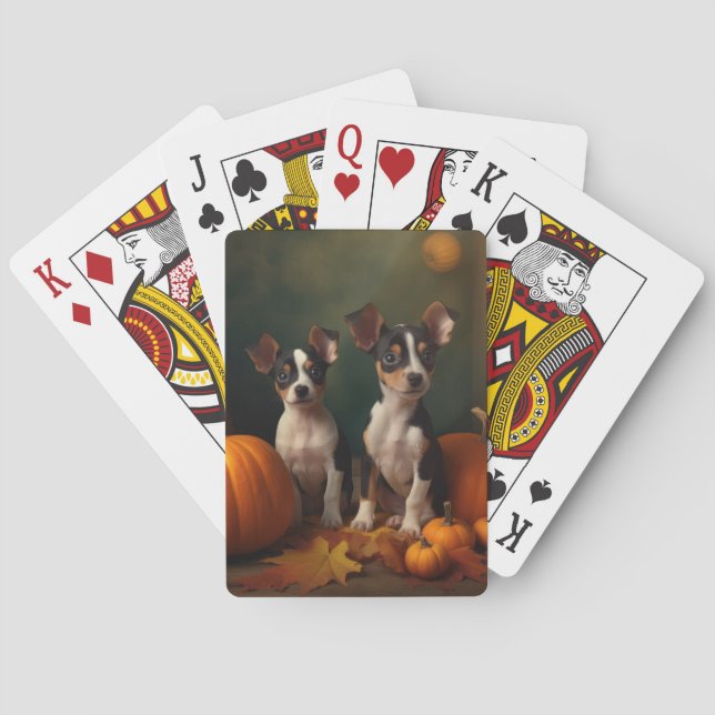 Rat Terrier Valp Höstglädje Pumpa Casinokort (Baksidan)