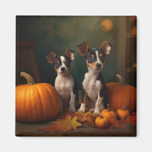 Rat Terrier Valp Höstglädje Pumpa Magnet