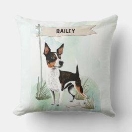 Rat Terrier Watercolor Personalized Dog Kudde
