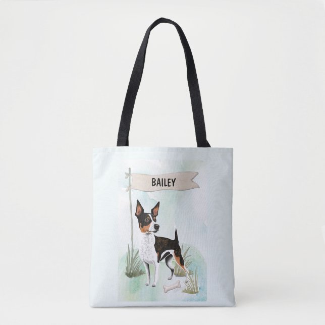Rat Terrier Watercolor Personalized Dog Tygkasse (Framsida)