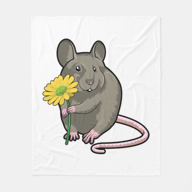 Rat with yellow Flower Fleecefilt (Framsidan)