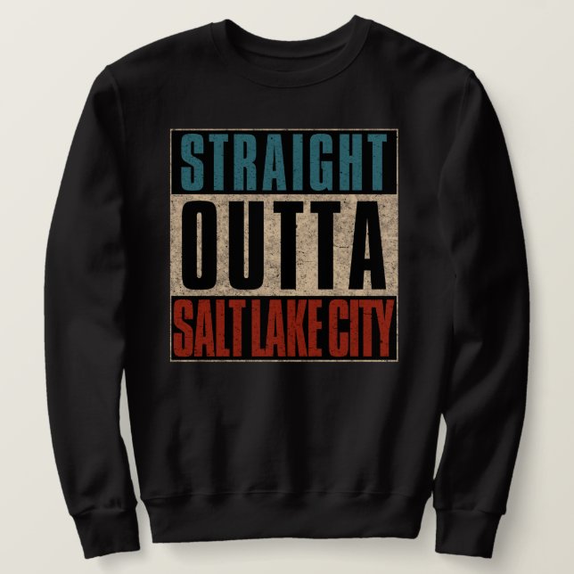 Räta ut Salt Lake City Utah UT Lång Ärmad Tröja (Design framsida)