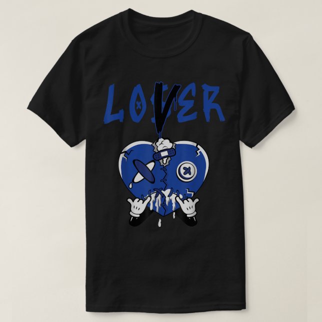 Rätare blått 5s tee för att matcha förlorare Älska (Design framsida)