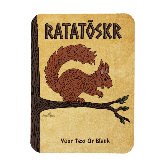 Ratatöskr, nordisk/viking ekorre magnet (Vertikal)