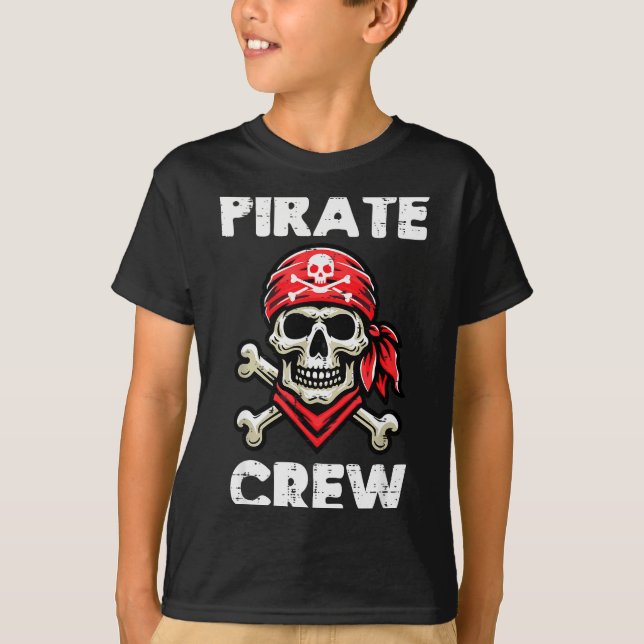 Rate Crew Skull Crossbones Funny Matching Men Wome T Shirt (Framsida)