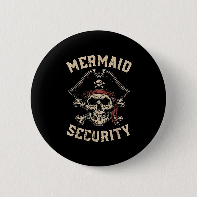 Rate Mermaid Security Funny Skull Costume Dad Men  Knapp (Framsida)