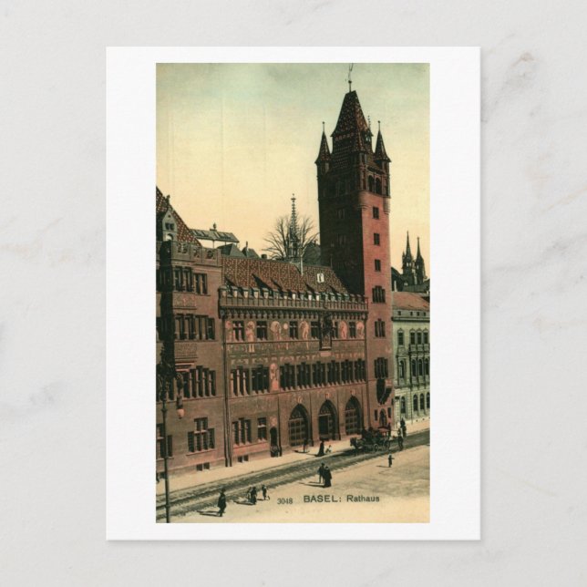Rathaus Basel Schweiz Vintage Vykort (Framsida)