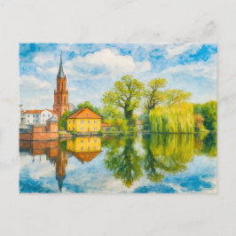 Rathenow-reflektionsvy aquarell havelland helg vykort