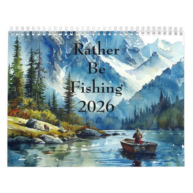 Rather Be Fishing Watercolor Wall Calendars (2026) Kalender (Omslag)