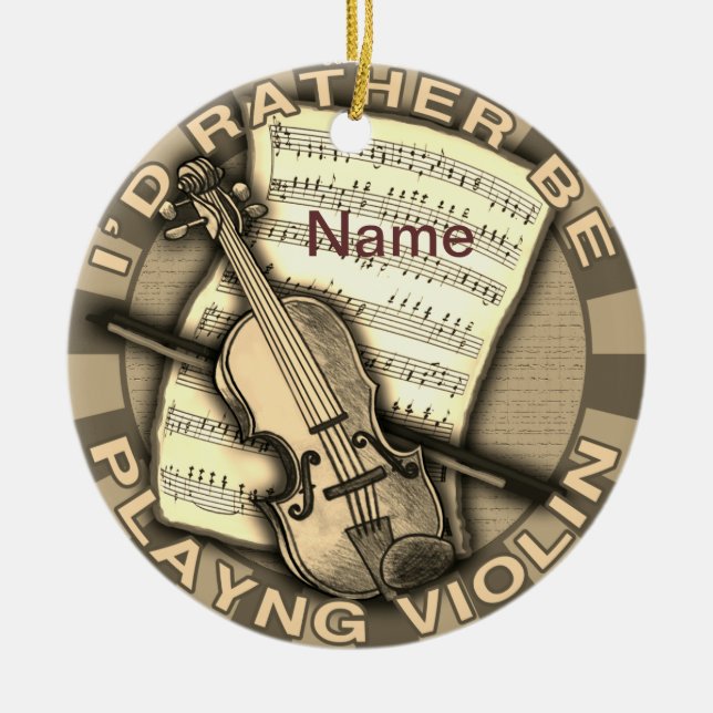 Rather Play Violin Julgransprydnad Keramik (Framsidan)
