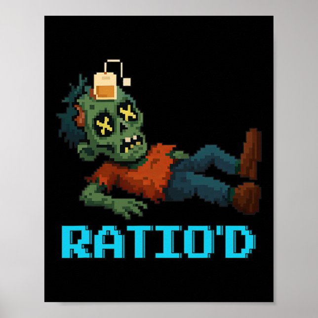 Ratio’d Pixelated Zombie Gamer Teag Npc Halloweeen Poster (Framsidan)