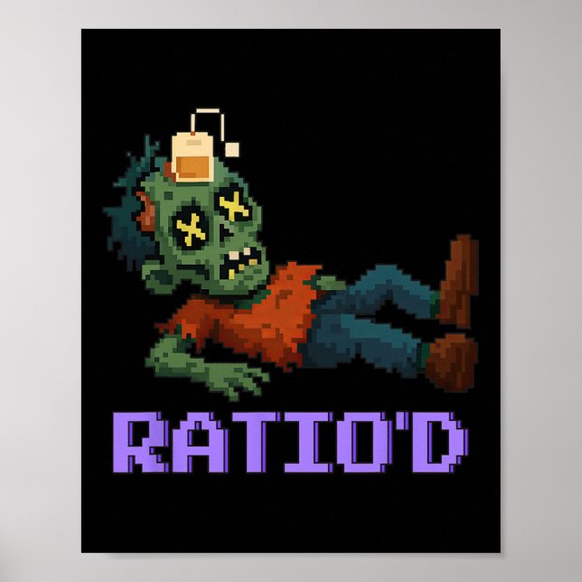 Ratio’d Pixelerad Zombie Gamer Teag Npc Halloween Poster (Framsidan)