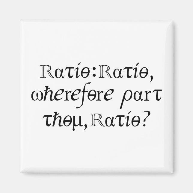 Ratio : Förhållande, varför delar du, Ratio! Magnet (Framsidan)