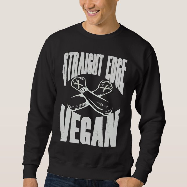 Rätkantad Vegan Anti Drog Punk Lång Ärmad Tröja (Framsida)