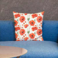 Rätt Chic Röda Och Vita Poppy Blommönster 