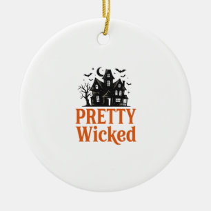 Rätt Elak Vintage Halloween Spökhus Tröja Julgransprydnad Keramik
