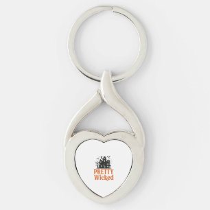 Rätt Elak Vintage Halloween Spökhus Tröja Twisted Heart Silverfärgad Nyckelring