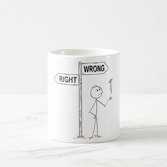 Rätt Fel Illustration Kaffe Mugg (Skapare uppladdad)