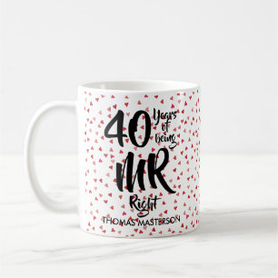 Rätt herren 40-årsjubileum Ruby Hearts Konfetti Kaffemugg