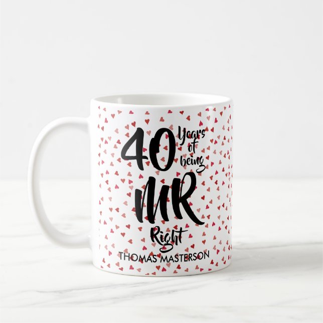 Rätt herren 40-årsjubileum Ruby Hearts Konfetti Kaffemugg (Vänster)