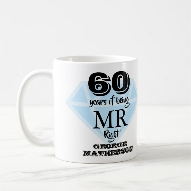 Rätt herren Roligt diamant 60-årsjubileum Kaffemugg (Vänster)