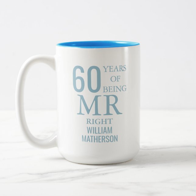 Rätt herrens roliga 60-års bröllopsjubileum Två-Tonad mugg (Vänster)