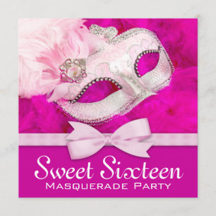 Rätt het rosa maskeradfest inbjudningar