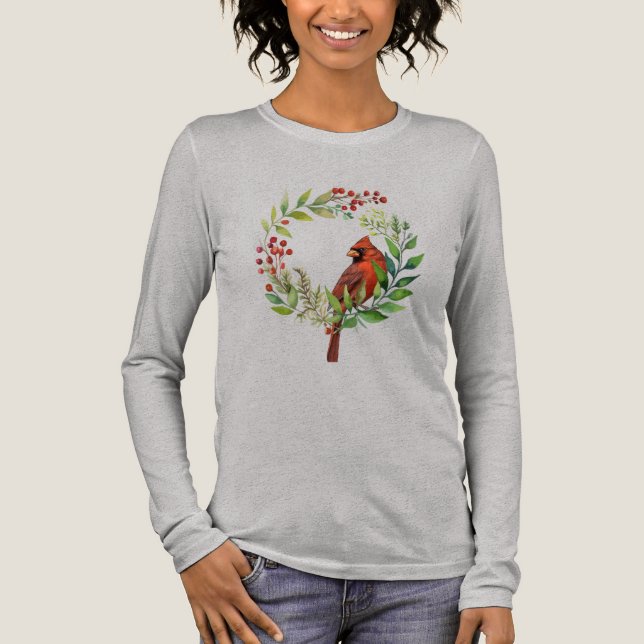 Rätt Klassisk Kardinalröd Fågel T Shirt (Framsida)