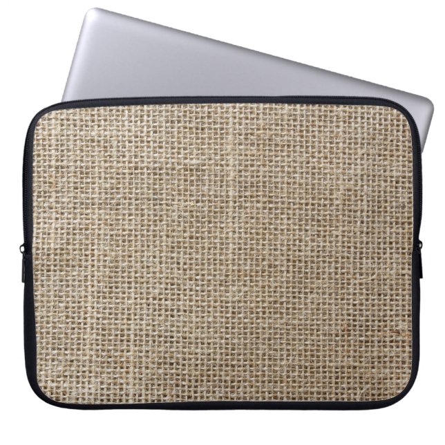 Rått Linen: Naturlig texturerad struktur. Laptop Fodral (Framsidan)