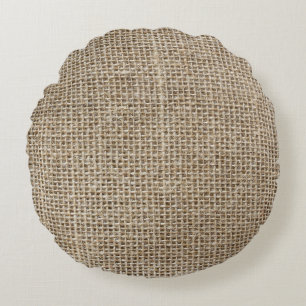 Rått Linen: Naturlig texturerad struktur. Rund Kudde