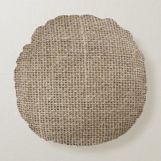 Rått Linen: Naturlig texturerad struktur. Rund Kudde (Framsidan)