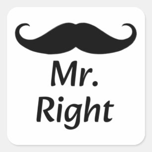 Rätt Mustasch Rolig Matchande Par Fyrkantigt Klistermärke
