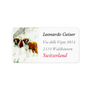 Rått och jämnt St Bernard - målning Adressetikett