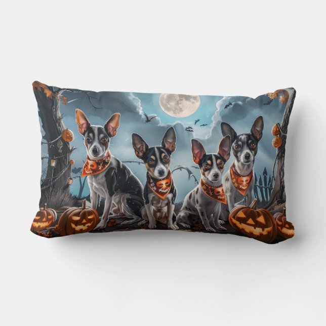Rått Terrier Halloween Kuslig Lumbarkudde (Baksida)