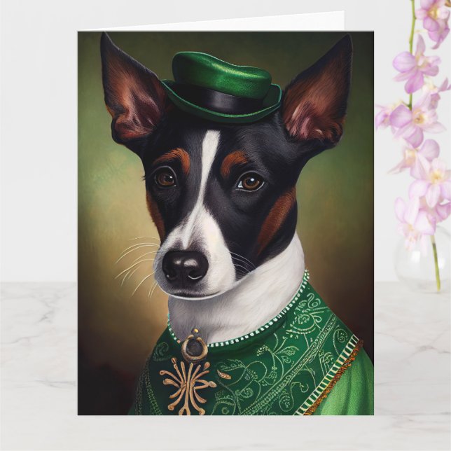 Rått Terrier-hund i St. Patrick's Day-dräkt Kort (Orkide)