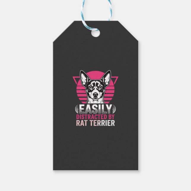 Rått Terrier Lätt Distraherad Retro Hund Presentetikett (Framsidan)