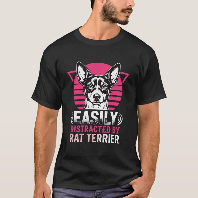 Rått Terrier Lätt Distraherad Retro Hund T Shirt (Framsida)