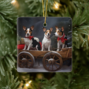 Rått Terrier Snöig släde juldekoration