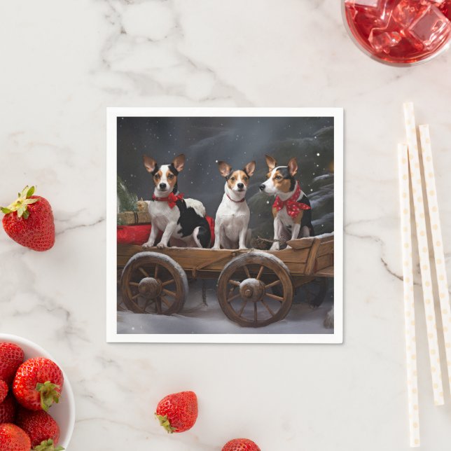 Rått Terrier Snöig släde Juldekoration Pappersservett (Insitu)