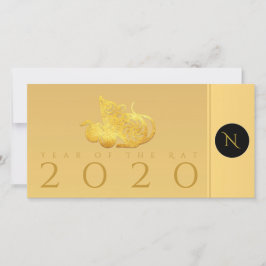 Råtta År 2020 fruits Elegant Monogram Önskemål TY Tack Kort