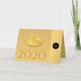 Råtta År 2020: frukts Elegant Monogram Hälsning C Helgkort