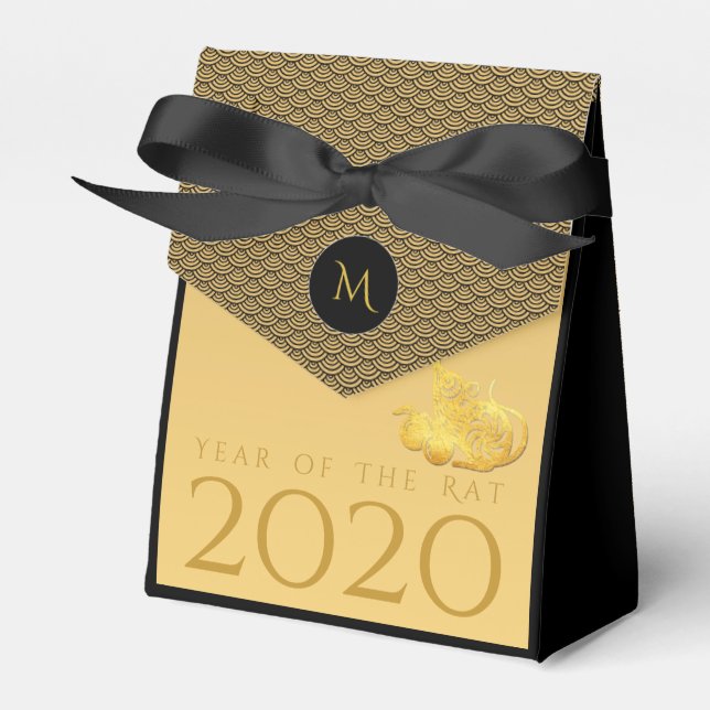 Råtta År 2020: frukts Elegant Monogram T Favorbox Presentaskar (Framsidan Sidan)