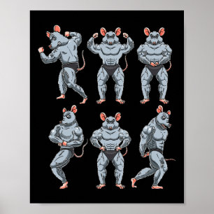 Råtta Bodybuilding Fitness Gym Motivation Bodybuil Poster