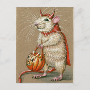 Råtta Djävulen Halloween-vykort Vykort