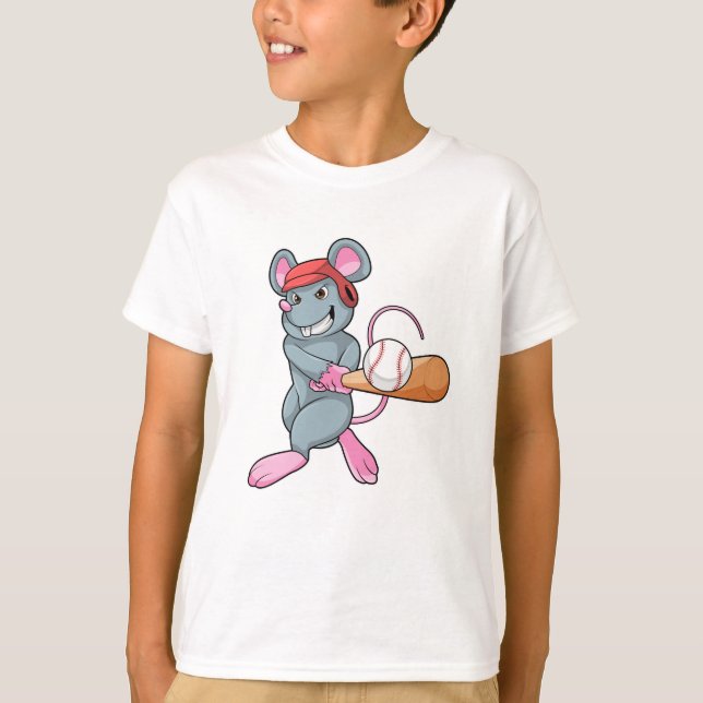 Råtta i Baseball med Baseball fladdermus & Helmet T Shirt (Framsida)